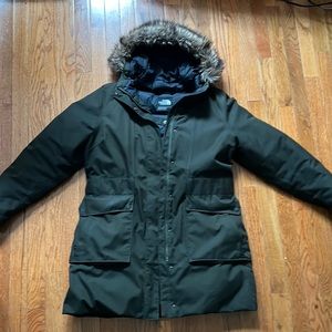 North face parka olive green L